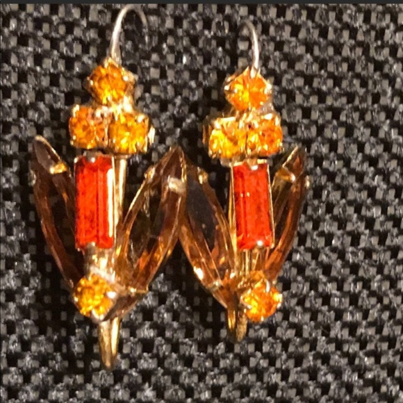 Vintage Jewelry - Citrine & Smokey Quartz Earrings ~ Custom Made ~